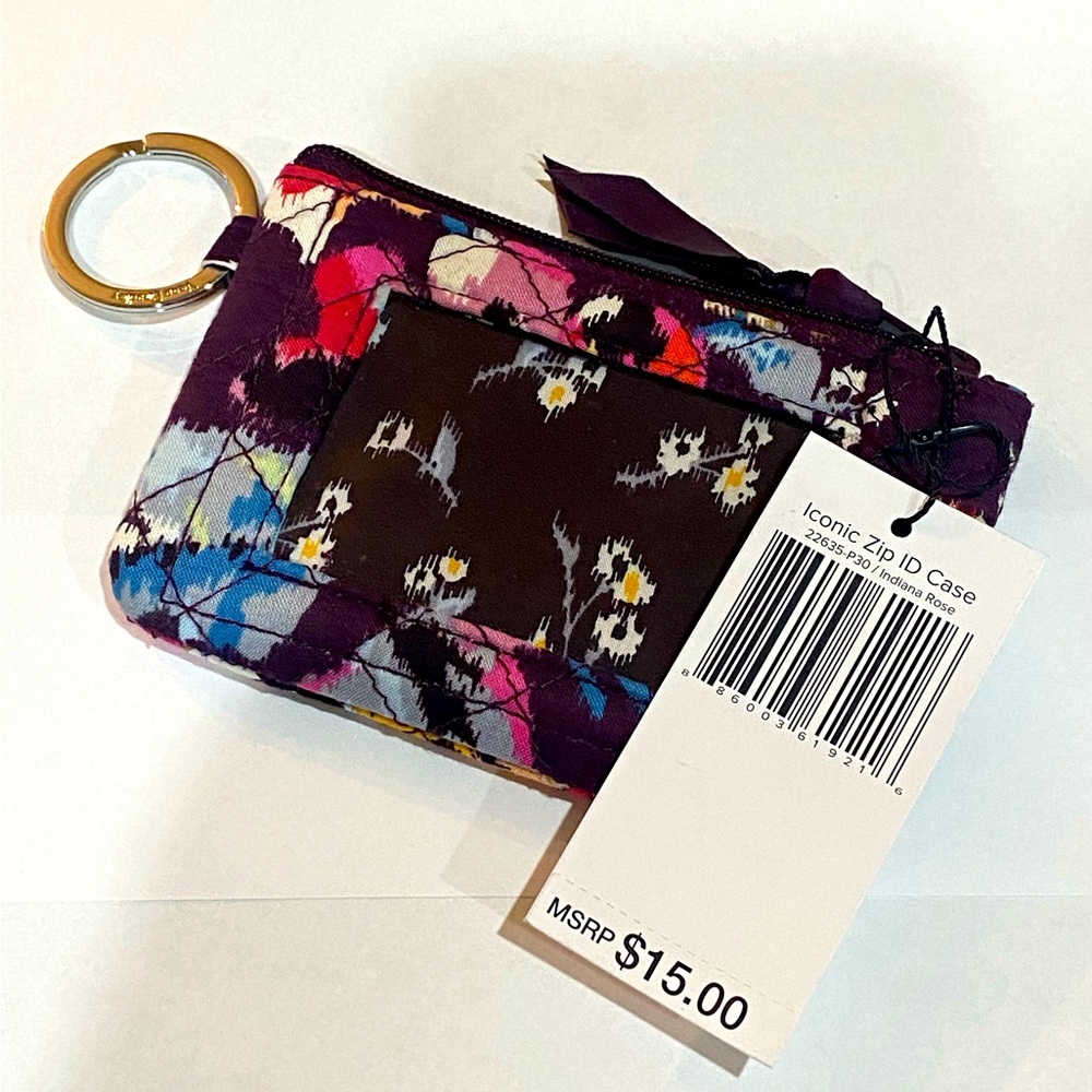 Vera Bradley Iconic Zip ID Case Indiana Rose NWT